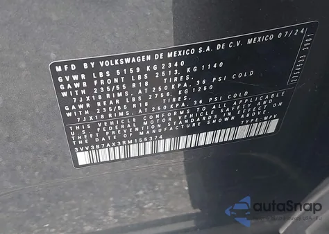 2024 Volkswagen Tiguan 2.0T Se/2.0T Wolfsburg Edition z USA, uszkodzony, nr VIN 3VV3B7AX3RM155374